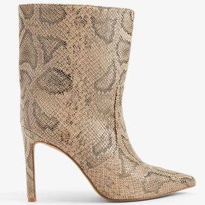 Faux Leather Croc Thin Heel Boots
